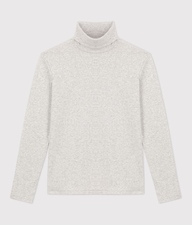 Tee-shirt col roul&eacute; L'ICONIQUE en coton BIO Femme gris chin&eacute; clair