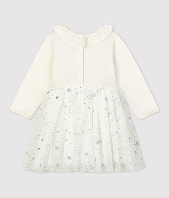Robe en tricot bébé blanc MARSHMALLOW/gris ARGENT