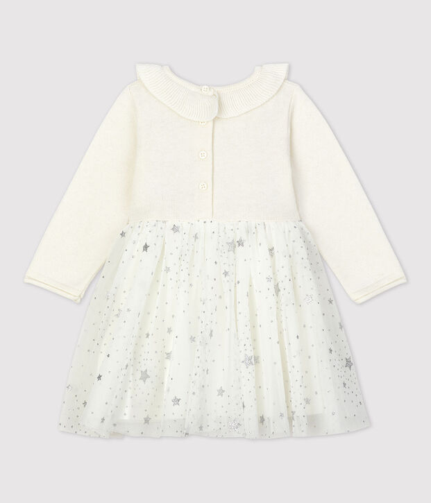 Robe en tricot b&eacute;b&eacute; blanc/gris