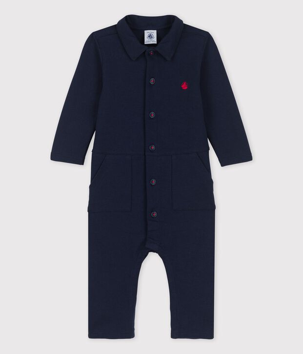 Combinaison longue en jersey &eacute;pais bio b&eacute;b&eacute; bleu