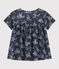 Blouse manches courtes en tubique enfant fille bleu SMOKING/blanc ECUME