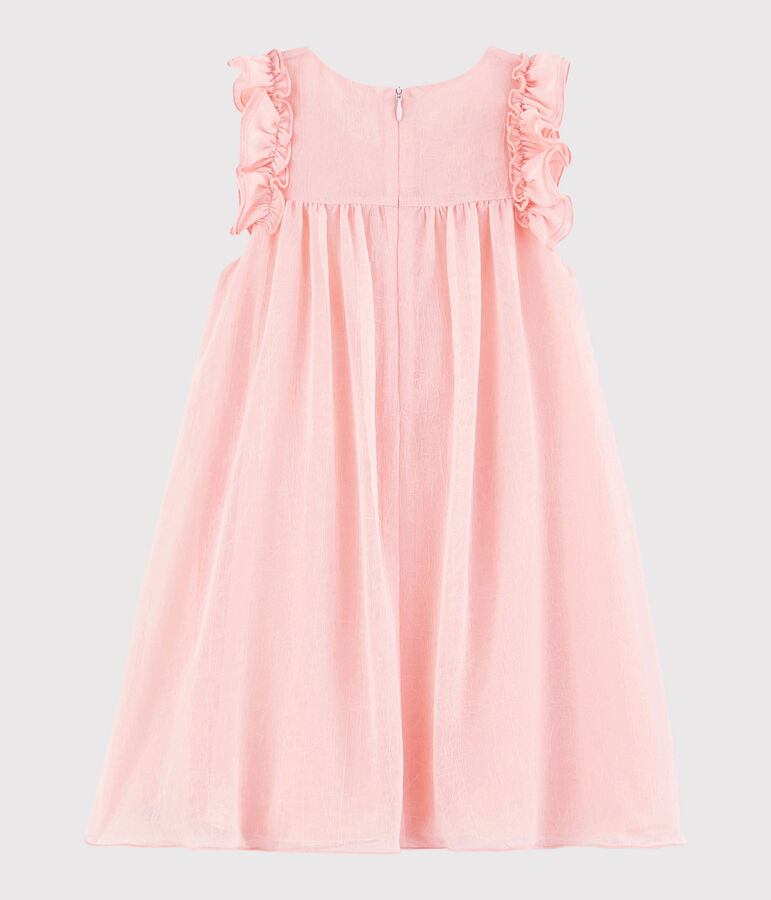 Robe c&eacute;r&eacute;monie en cr&ecirc;pe enfant fille rose MINOIS
