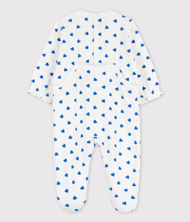 Dors-bien b&eacute;b&eacute; petits c&oelig;urs bleus en velours blanc/bleu