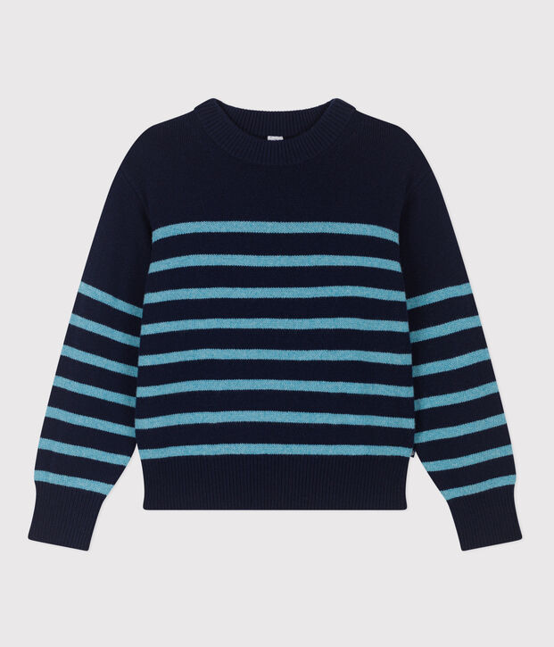 Pull en laine marini&egrave;re Femme bleu/bleu