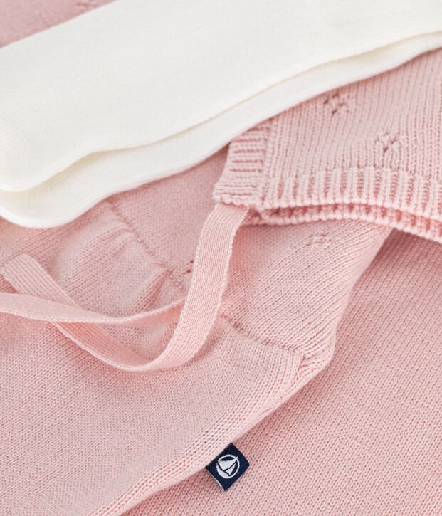 Ensemble cadeau b&eacute;b&eacute; beguin, barboteuse et collant en tricot multicouleur