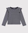 Teeshirt enfant en coton manches longues à rayures bleu SMOKING/blanc MARSHMALLOW