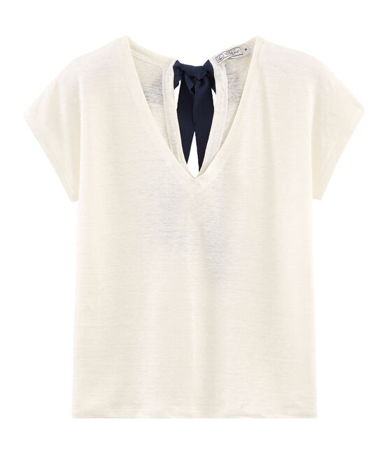 Tee shirt lin femme blanc MARSHMALLOW