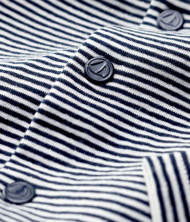 Cardigan en coton b&eacute;b&eacute;. bleu/blanc