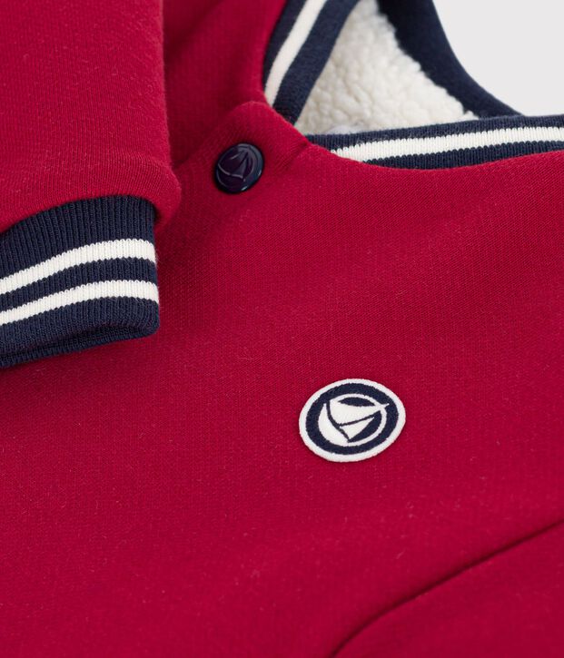 Teddy b&eacute;b&eacute; en coton et sherpa uni rouge