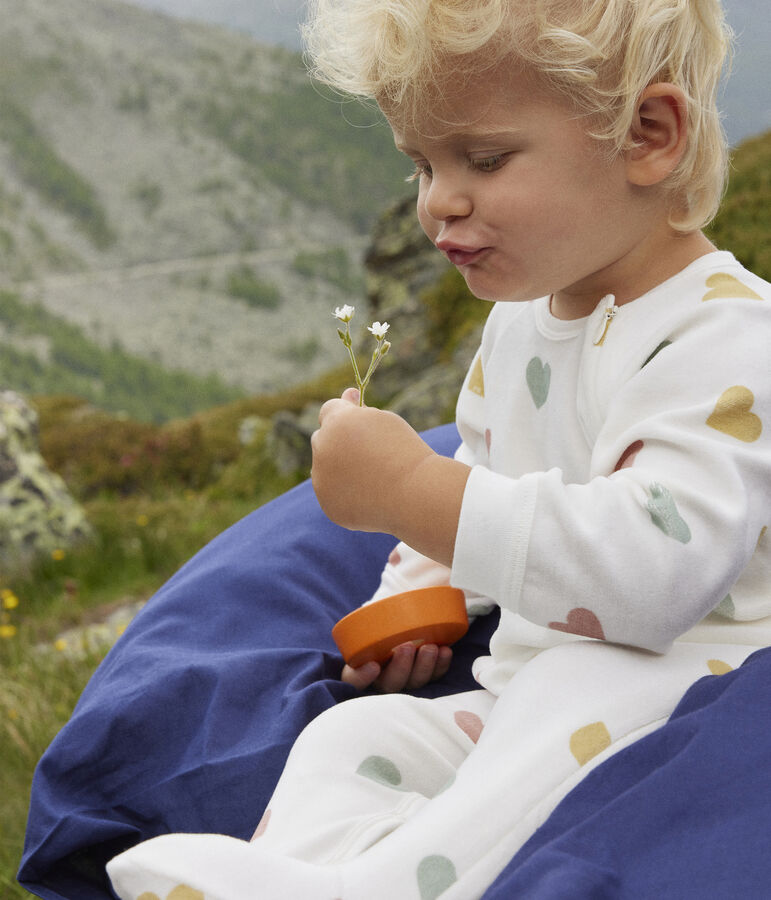Pyjama coeurs multicolores en velours b&eacute;b&eacute; blanc MARSHMALLOW/blanc MULTICO