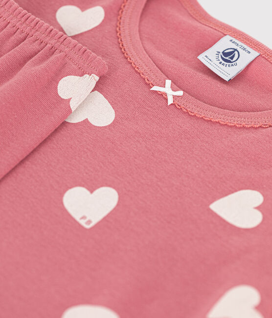 Pyjama en coton imprimé motif cœur enfant rose ROSEWOOD/ AVALANCHE