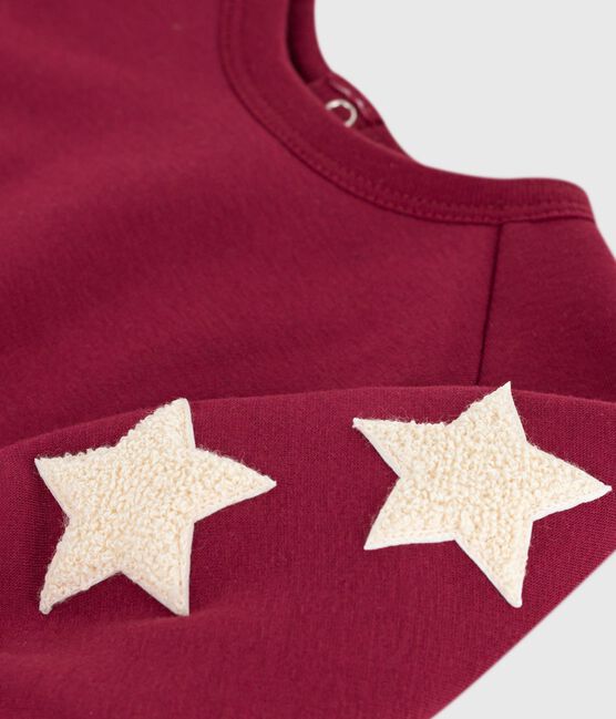 Sweatshirt bébé en coton doux et chaud motif étoiles AMARANTE