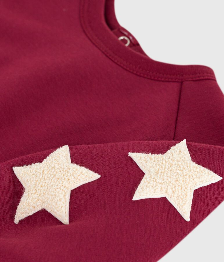 Sweatshirt b&eacute;b&eacute; en coton doux et chaud motif &eacute;toiles rouge AMARANTE
