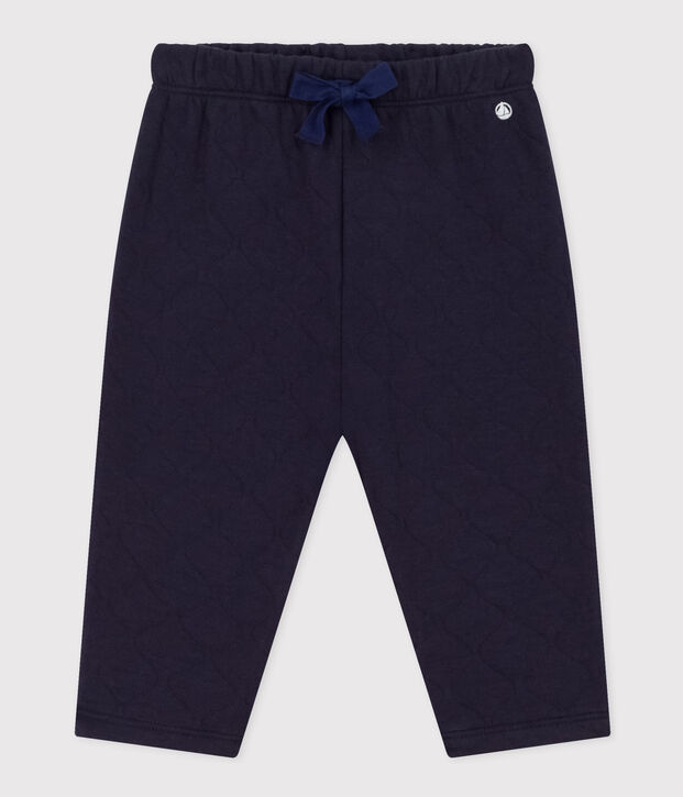 Pantalon b&eacute;b&eacute; en tubique matelass&eacute; bleu marine