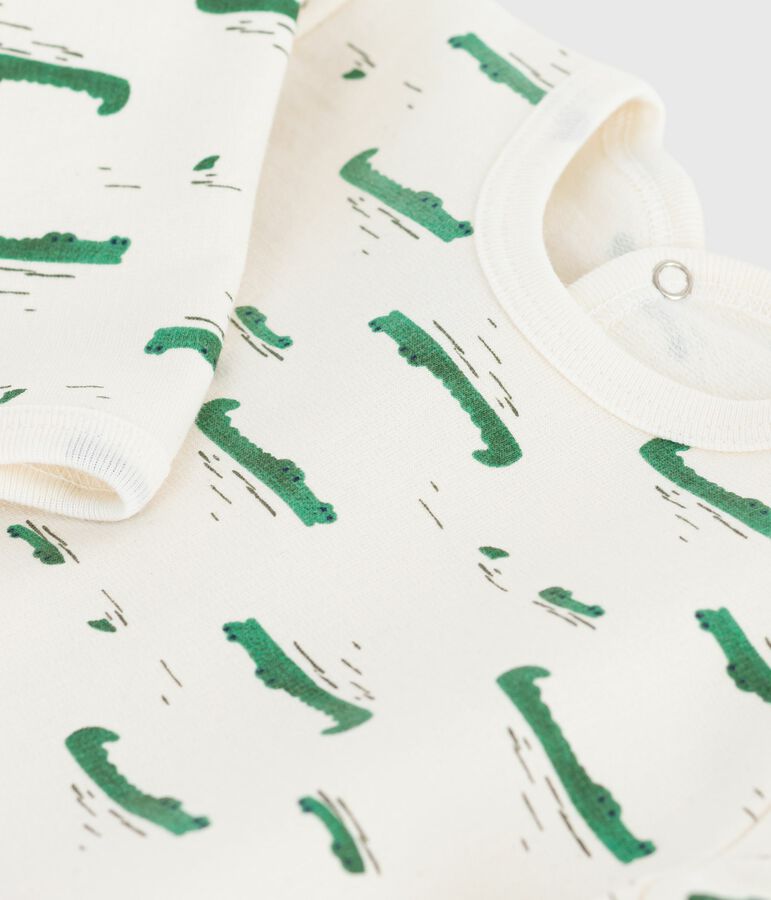 Pyjama b&eacute;b&eacute; en molleton gratt&eacute; ouverture au dos imprim&eacute; croco MILK/ MULTICO