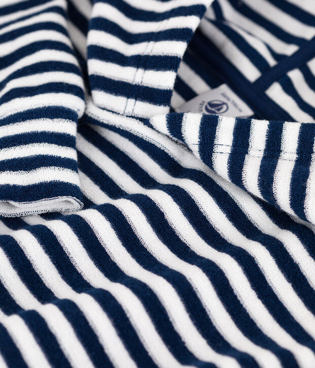 Sweatshirt ray&eacute; &agrave; capuche enfant gar&ccedil;on bleu/blanc
