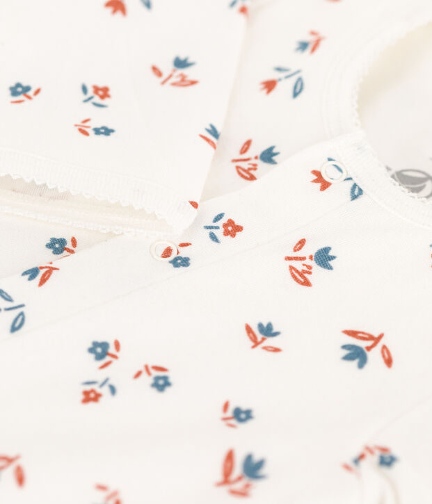 Bodyjama fleur b&eacute;b&eacute; en tubique blanc/multicouleur