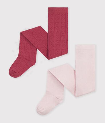 Lot de 2 collants bébé en coton ajourés cœurs