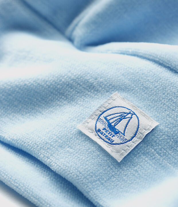 Bonnet naissance b&eacute;b&eacute; en velours de coton biologique bleu clair
