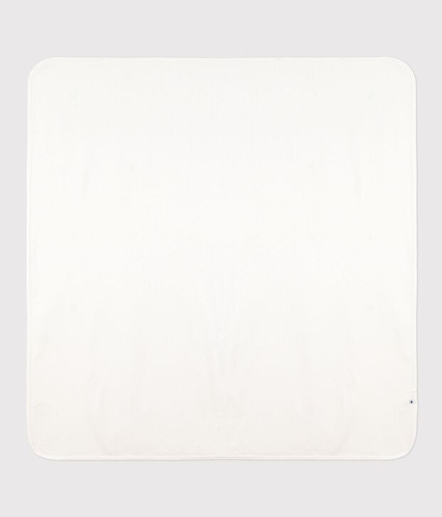 Couverture l&eacute;g&egrave;re naissance en coton ajour&eacute; c&oelig;ur uni blanc