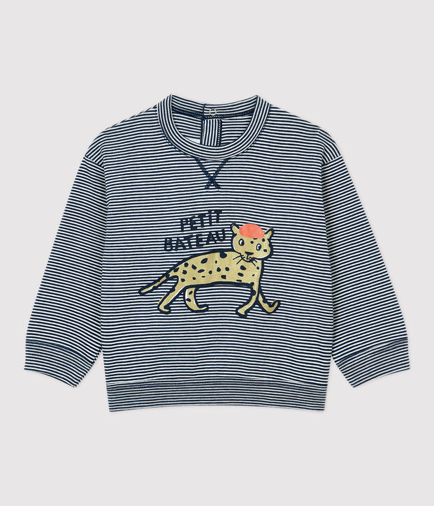 Tee-shirt en coton b&eacute;b&eacute; bleu/blanc