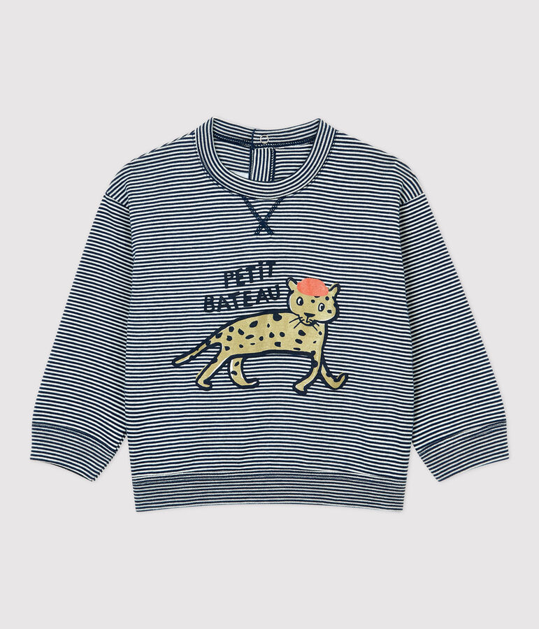 Tee-shirt en coton b&eacute;b&eacute; bleu MEDIEVAL/blanc MARSHMALLOW