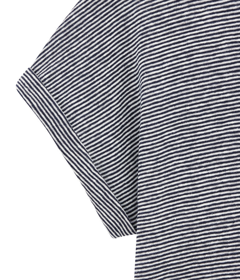 T-shirt fluide femme en lin ray&eacute; milleraies bleu SMOKING/blanc LAIT