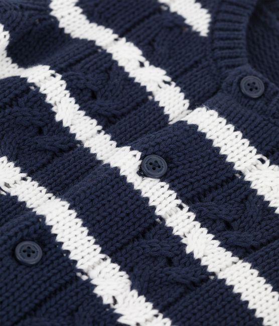Cardigan en tricot torsadé bébé bleu SMOKING/blanc MARSHMALLOW