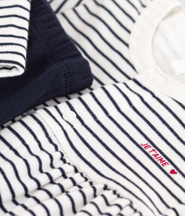 Robe marini&egrave;re et legging en coton b&eacute;b&eacute; blanc/bleu