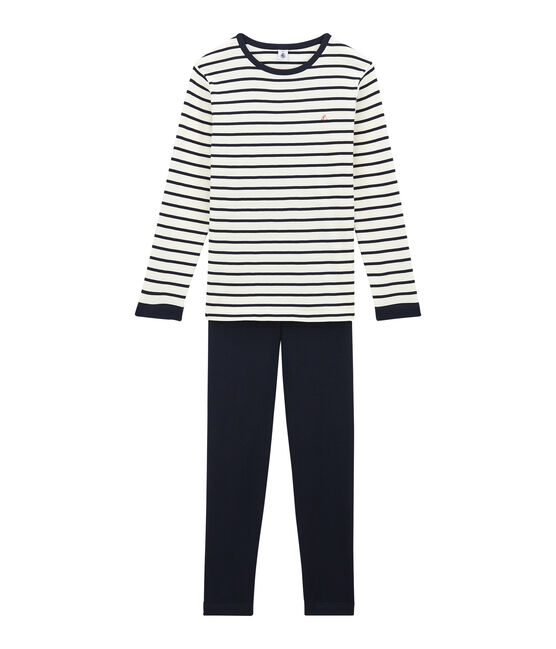 Pyjama garçon en velours bleu SMOKING/beige COQUILLE