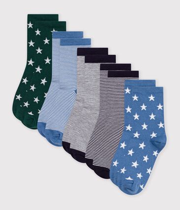 5 paires de chaussettes enfant en coton imprimé étoiles et rayures