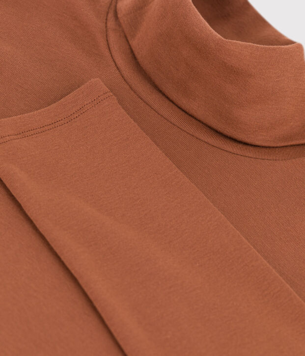 Tee-shirt col roul&eacute; L'ICONIQUE en coton Femme marron