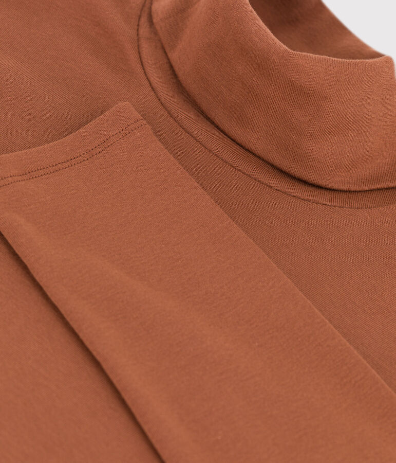 Tee-shirt col roul&eacute; L'ICONIQUE en coton Femme marron CINA