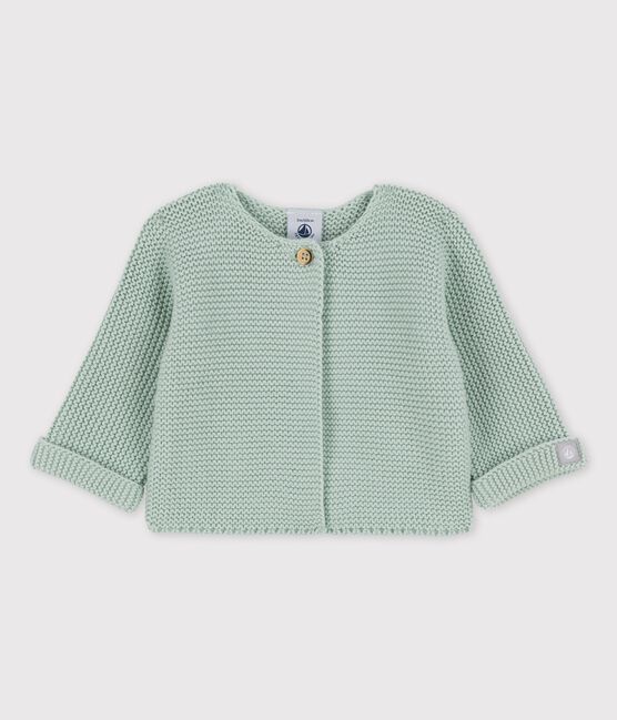 Cardigan en tricot de coton biologique bébé vert HERBIER
