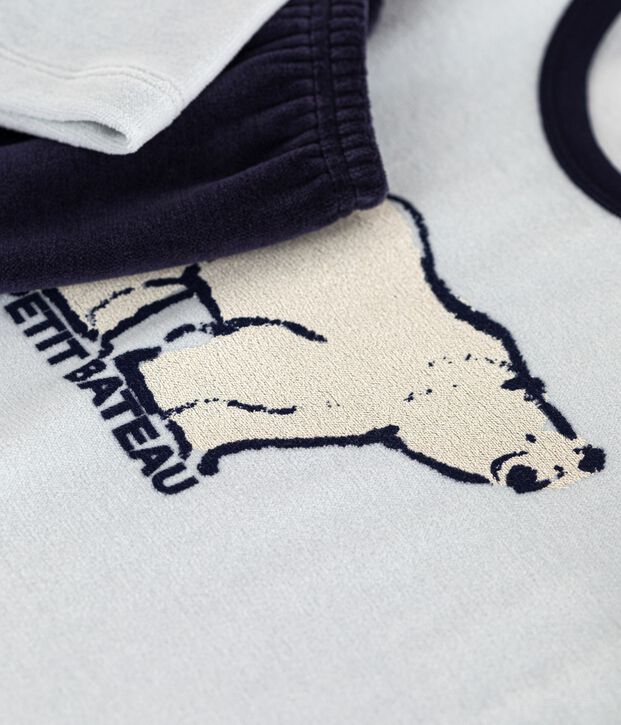 Pyjama enfant en velours bleu/bleu