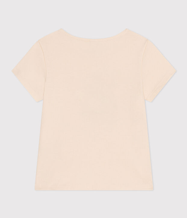Tee-shirt en jersey l&eacute;ger enfant fille &eacute;cru/multicouleur