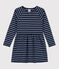 Robe chaude en coton rayée manches longues enfant fille bleu SMOKING/ SKY CHINE