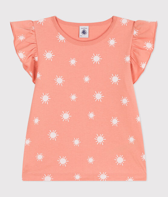 Teeshirt enfant en coton manches courtes imprimé orange ABRICOT/ MARSHMALLOW