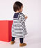 Robe marini&egrave;re b&eacute;b&eacute; en coton &eacute;pais manches longues blanc/bleu