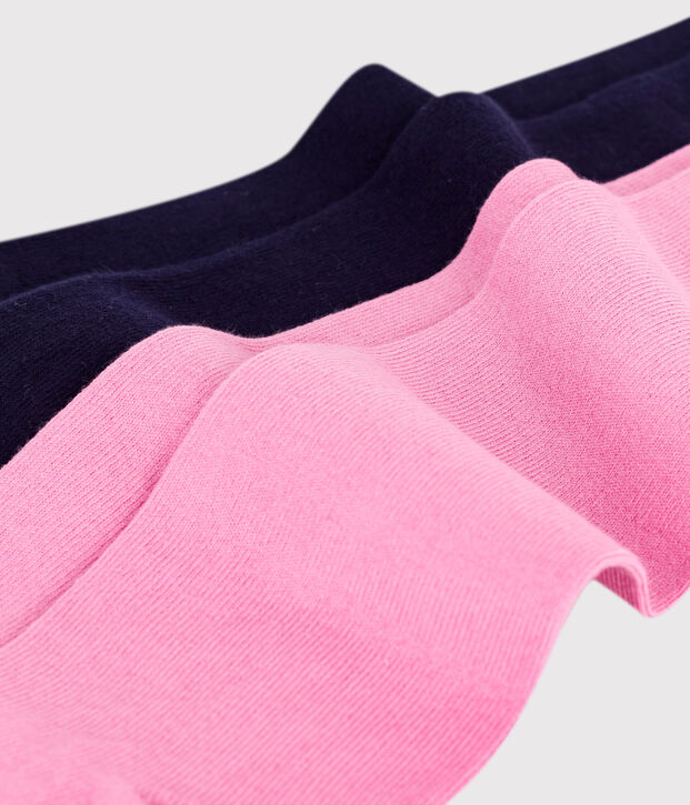 Lot de 2 paires de collants enfant en jersey de coton rose/bleu