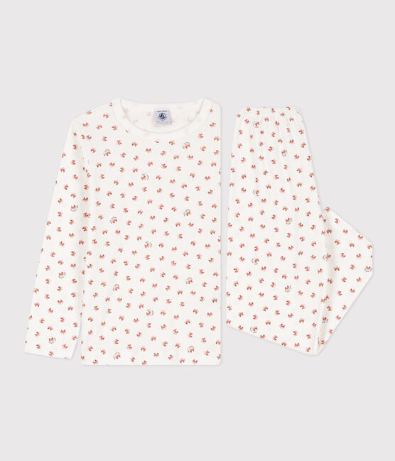 Pyjama renard en coton enfant blanc MARSHMALLOW/blanc MULTICO