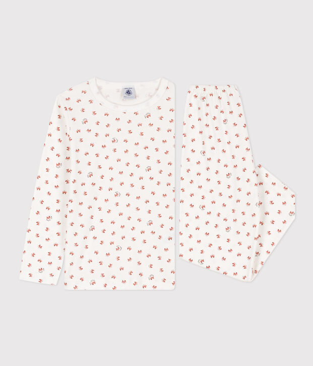 Pyjama renard en coton enfant blanc/multicouleur