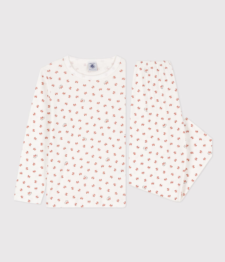 Pyjama renard en coton enfant blanc MARSHMALLOW/blanc MULTICO