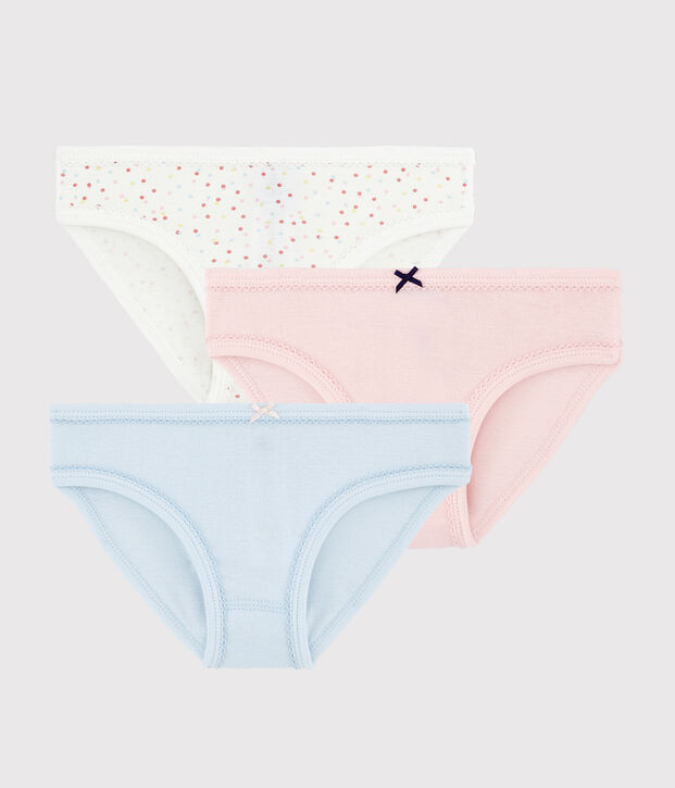 Lot de 3 culottes pois multico petite fille en coton biologique multicouleur