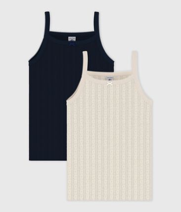 Lot de débardeurs enfant en coton ajouré uni