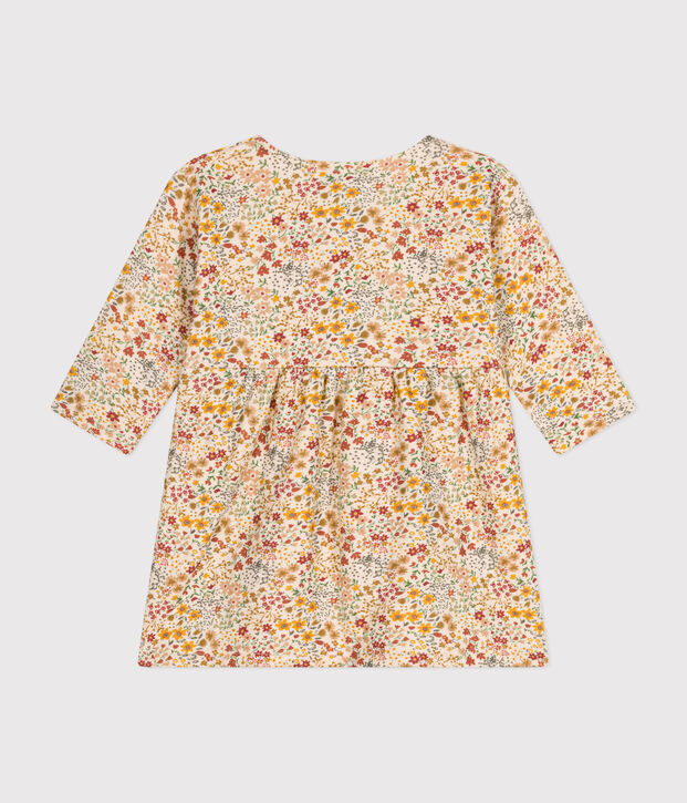 Robe manches longues en tubique matelass&eacute; b&eacute;b&eacute; &eacute;cru/multicouleur