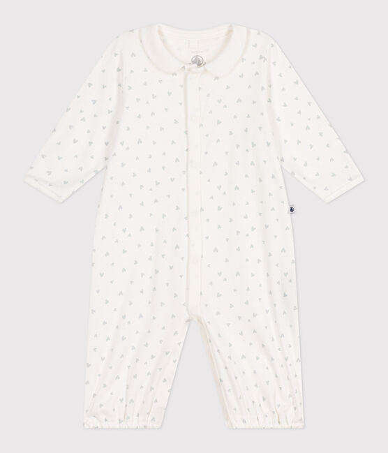 Combisac bébé en coton à col petits cœurs blanc MARSHMALLOW/blanc MULTICO