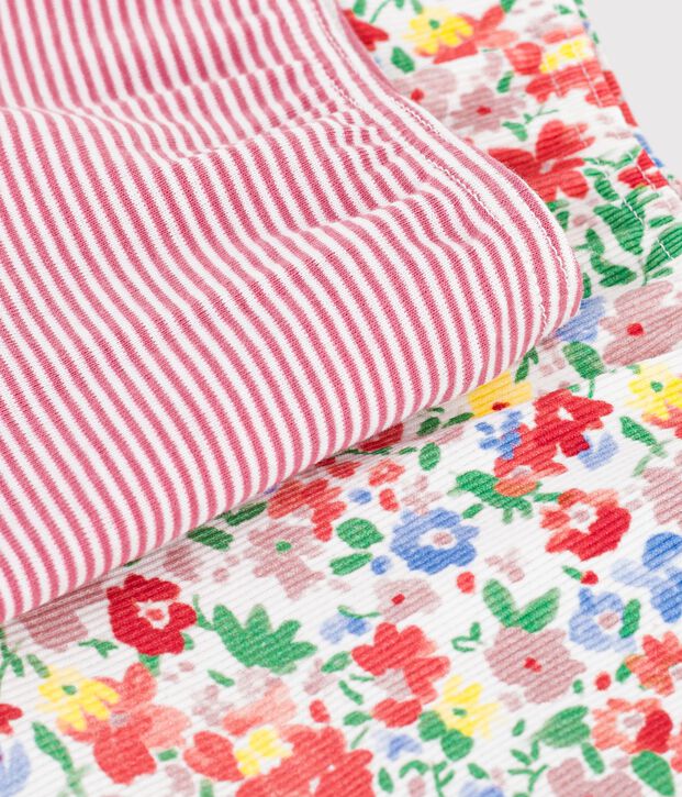 Lot de shorties longs enfant en coton &agrave; fleurs multicouleur