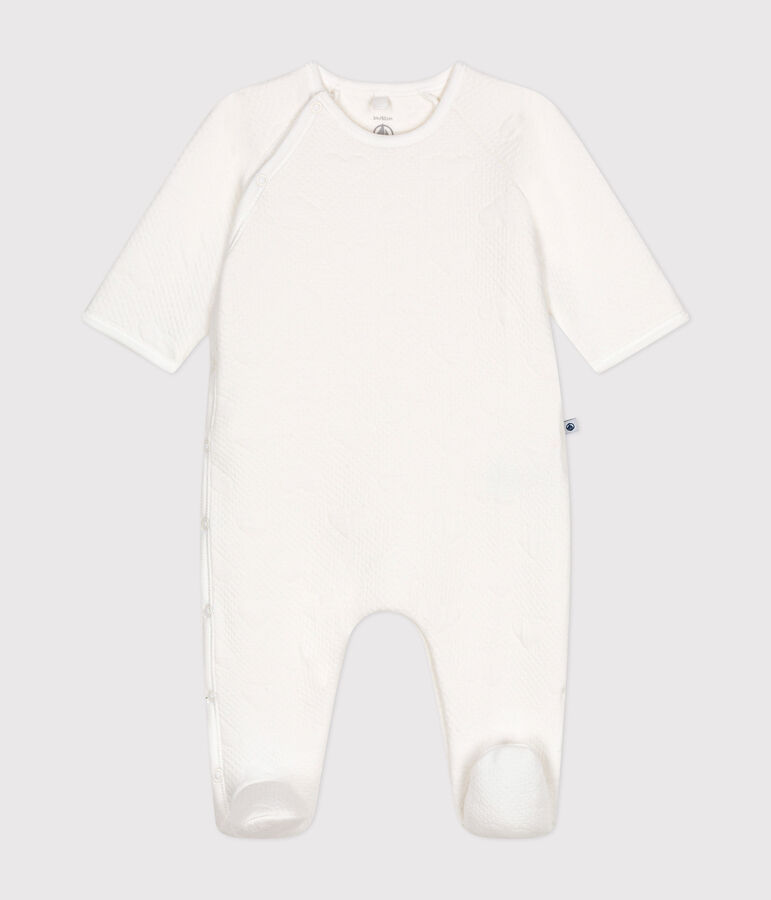 Pyjama en tubique c&oelig;ur b&eacute;b&eacute; blanc MARSHMALLOW