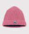 Bonnet b&eacute;b&eacute; en tricot doubl&eacute; en polaire rose